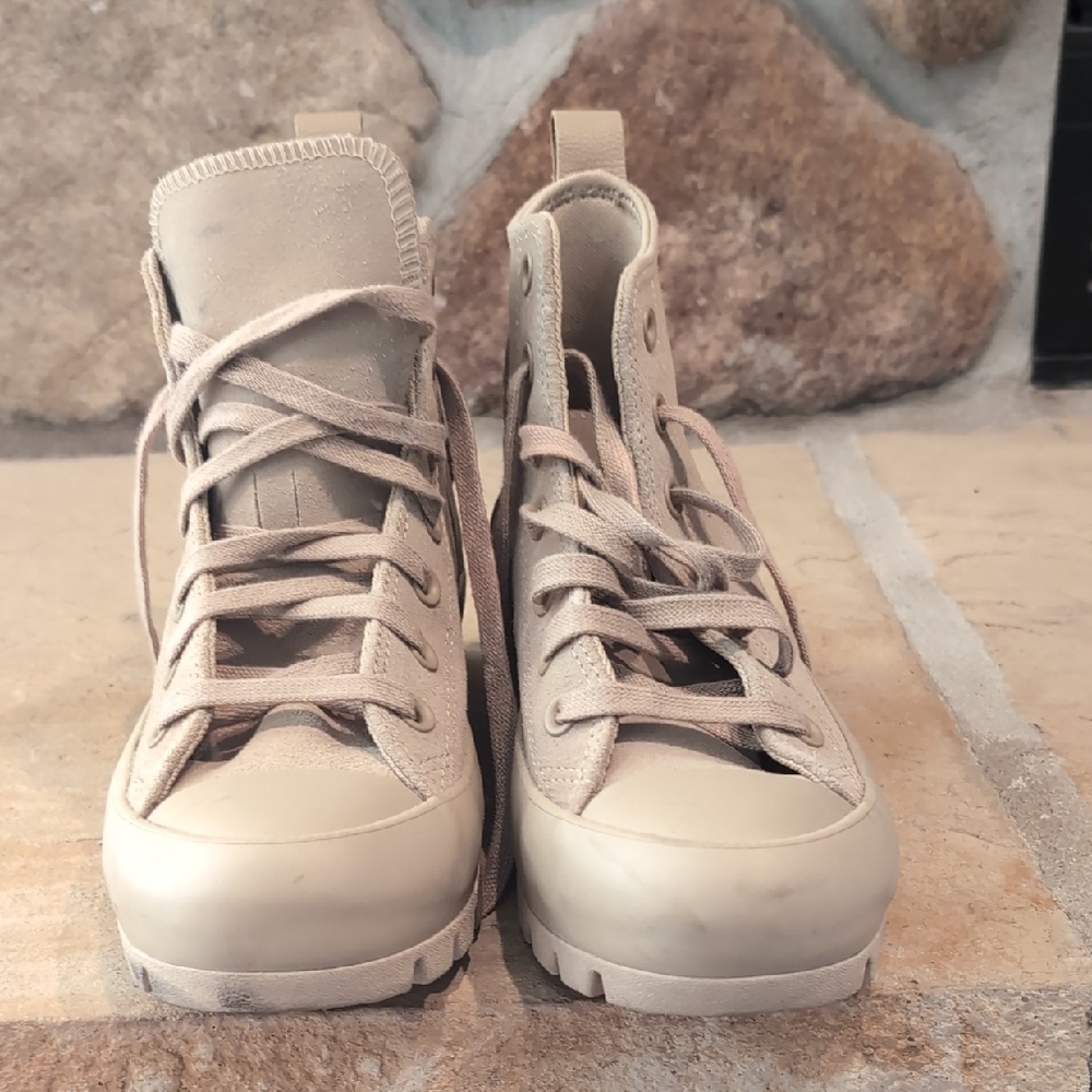 Converse Women's Tan Canvas Combat Moto Boots